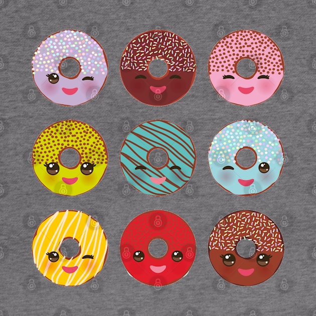 Sweet donuts set with icing and sprinkles by EkaterinaP